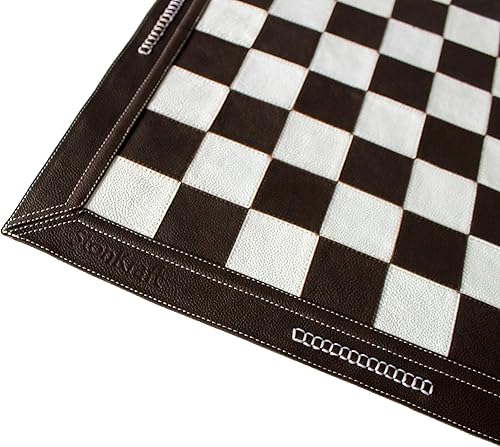 Miniatura 4 de StonKraft  Tabla de ajedrez de cuero genuino de tamaño grande, 19.1 x 19.1in, tamaño grande, color marrón