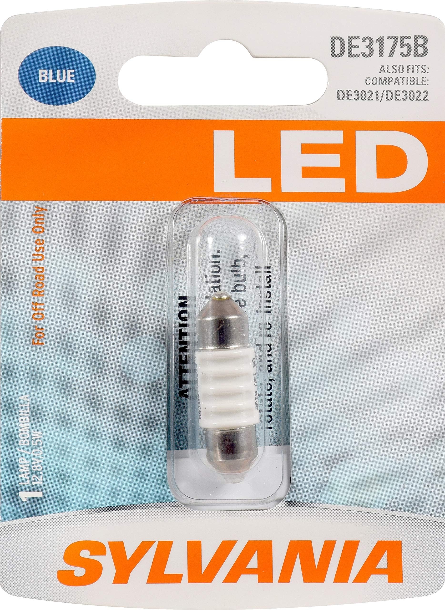 SYLVANIA - DE3175 31mm Festoon LED Blue Mini Bulb - Bright LED Bulb, Ideal for Interior Lighting - Map, Trunk, Cargo and License Plate (Contains 1 Bulb)