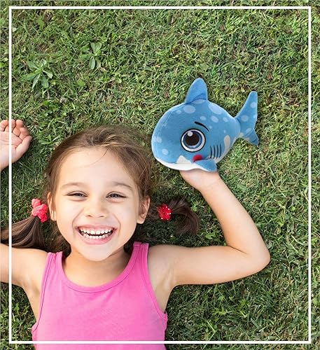 Miniatura 7 de DolliBu Juguete de peluche de tiburón azul, para niños y adultos, regalos de abrazo de tiburón abrazable, lindos animales de peluche para niños