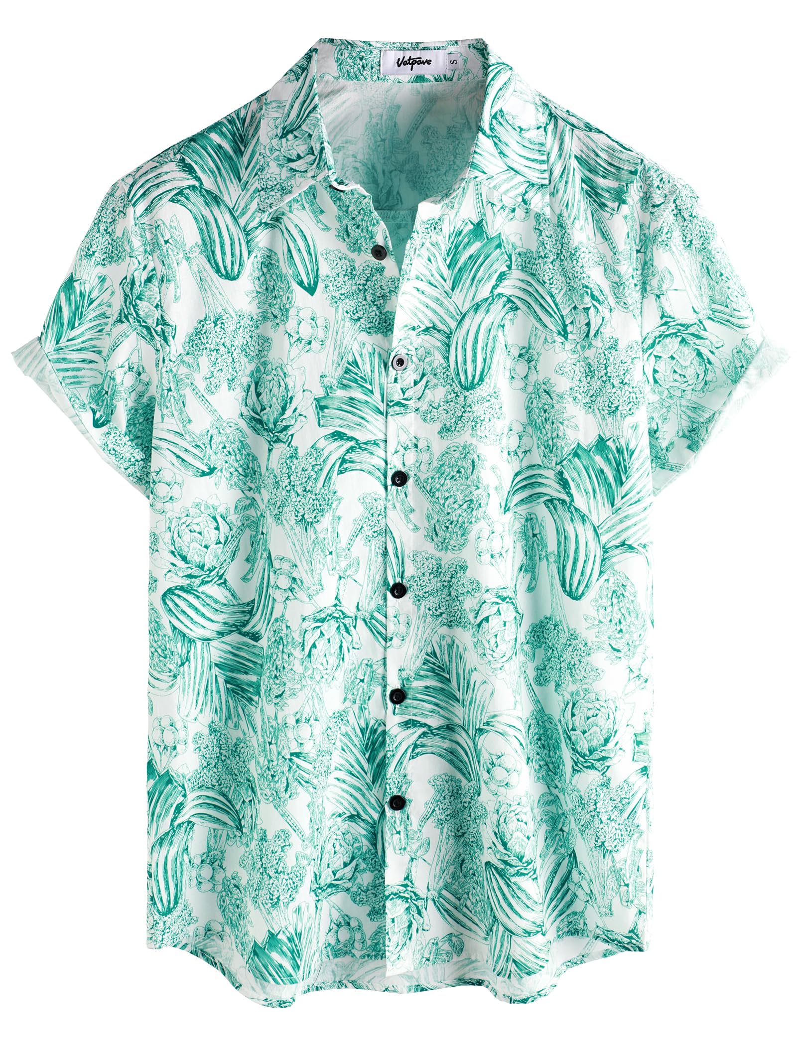 VATPAVE Herren Baumwolle Hawaii Hemd männer Blumen Freizeit Kurzarmhemd Sommerhemd