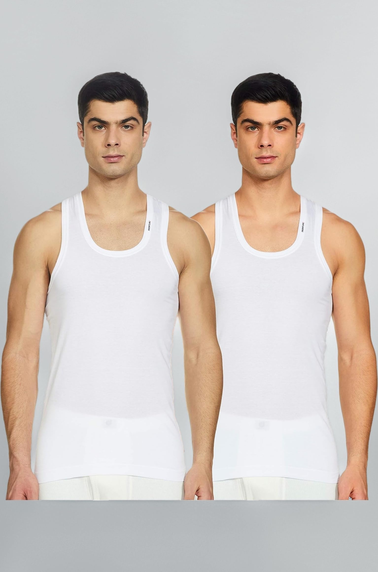 - Sleeveless Vest for Men, 100% Cotton Material, Round Neck, Regular Fit, Pack of 2