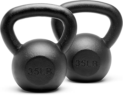 Miniatura 19 de Juego de pesas rusas de hierro fundido sólido con recubrimiento en polvo, 5, 10, 15, 20, 25, 30, 35, 40, 45 libras, todas las combinaciones V-negro