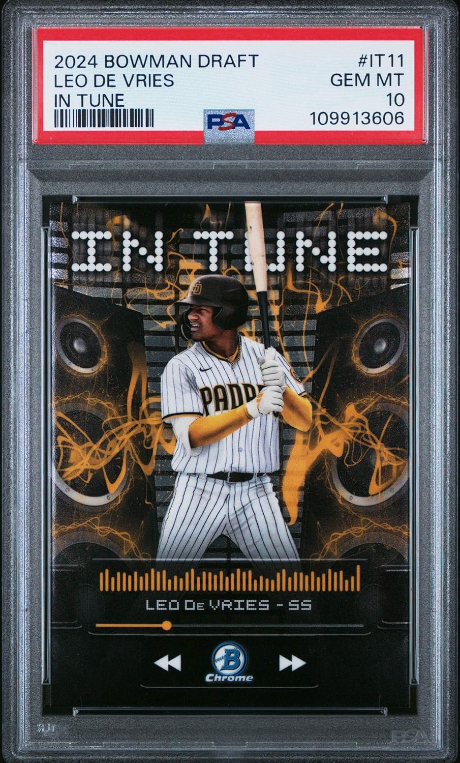 Graded 2024 Topps Bowman Draft Leo De Vries #IT11 In Tune Rookie RC Baseball Card PSA 10 Gem Mint