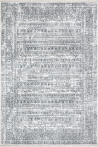 Miniatura 3 de Bloom Rugs Alfombra Caria lavable, antideslizante, de 3 x 5 pies, color marfilnegro, para sala de estar, dormitorio, comedor y cocina, tamaño exacto