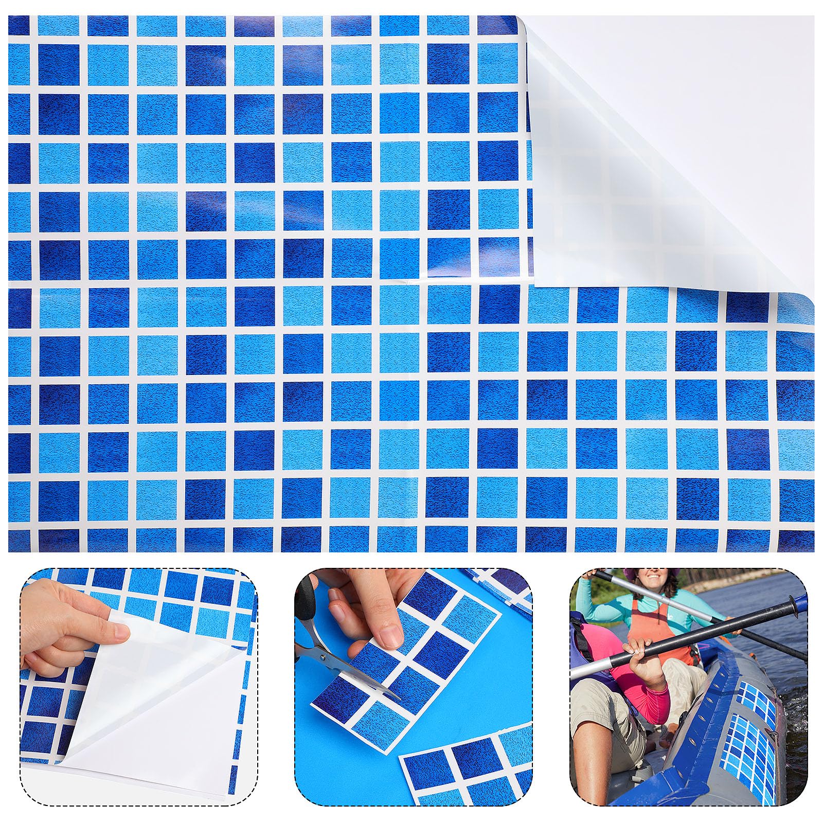 SyhoodVinyl Pool Patch Repair Kit Peel and Stick Self Adhesive Inflatable Toy Pool Liner Repair Patch Tape Waterproof for In Ground Pools, Swim Ring Floats, Tent, Canopy(28 x 79 Inch,Gradient Blue)