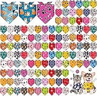 Sanwuta 120-Pack Dog Bandanas Bulk: 30 Paw & Bone Print Styles, Washable Triangle Scarves for Groomers, Adjustable for Small/Medium Pets