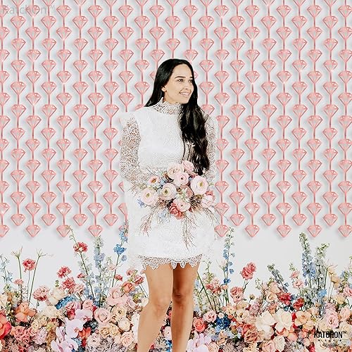 Miniatura 9 de KatchOn, Serpentinas de diamantes de oro rosa de 6.5 pies, paquete de 2  Fondo de oro rosa, decoraciones de despedida de soltera, fondo de flecos de