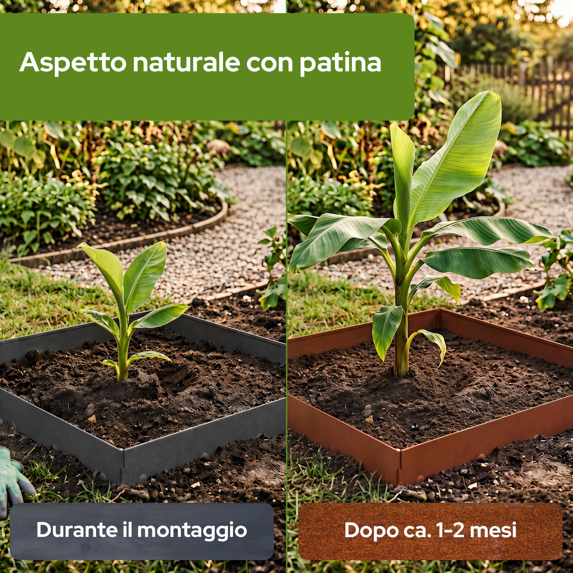 Arebos Bordura da Giardino in Acciaio Corten 15 m | Bordo Prato in Metallo & Delimitazione Aiuole | Flessibile e Modellabile | Resistente alle Intemperie