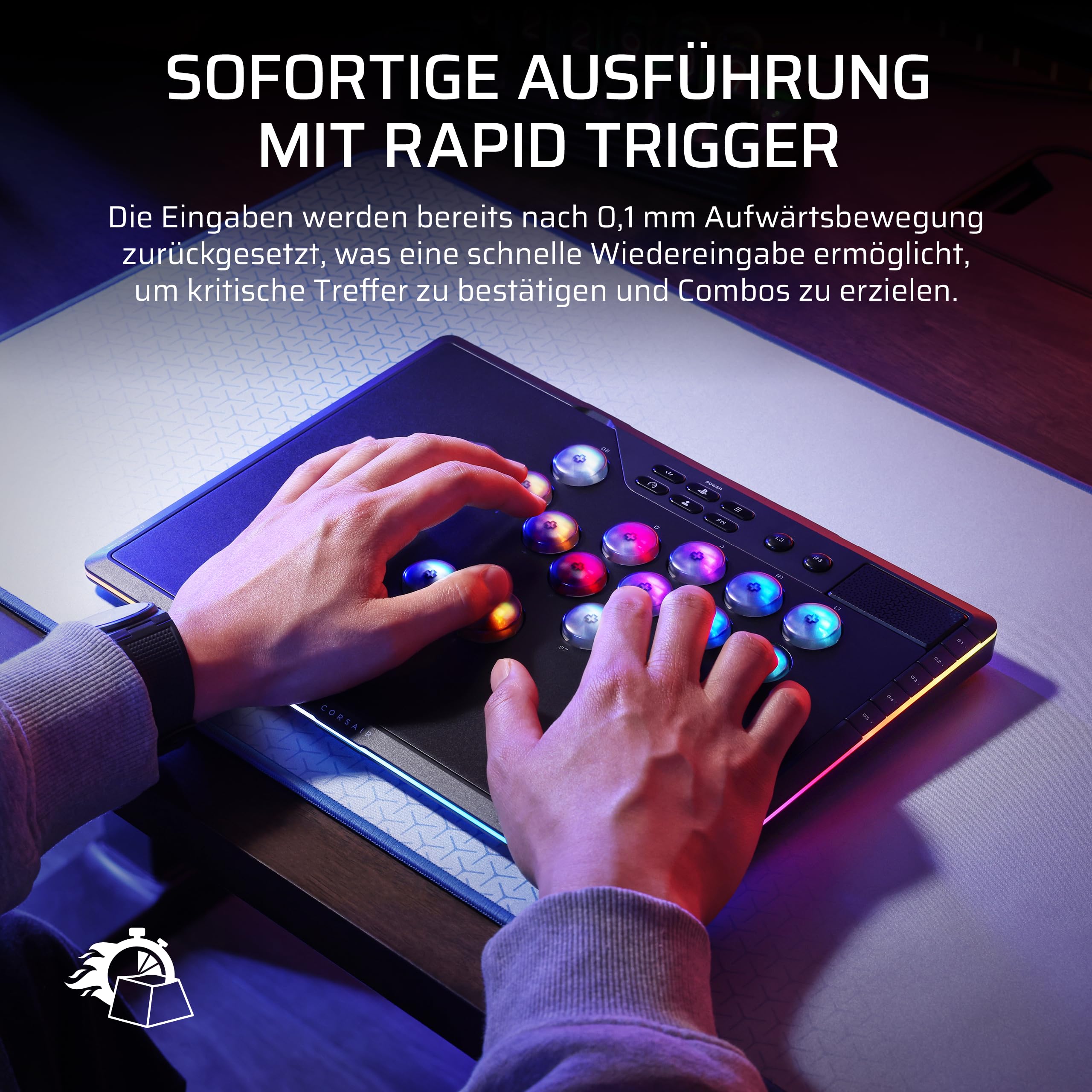 Corsair NOVABLADE PRO Kabel-und Hebelloser Controller mit Hall-Effekt | 15-Haupttasten-Layout, 1000Hz-Polling, 2,4 GHz Kabellos, SOCD, MGX Hyperdrive Hall-Effekt-Magnetschalter, PS5, PS4, PC