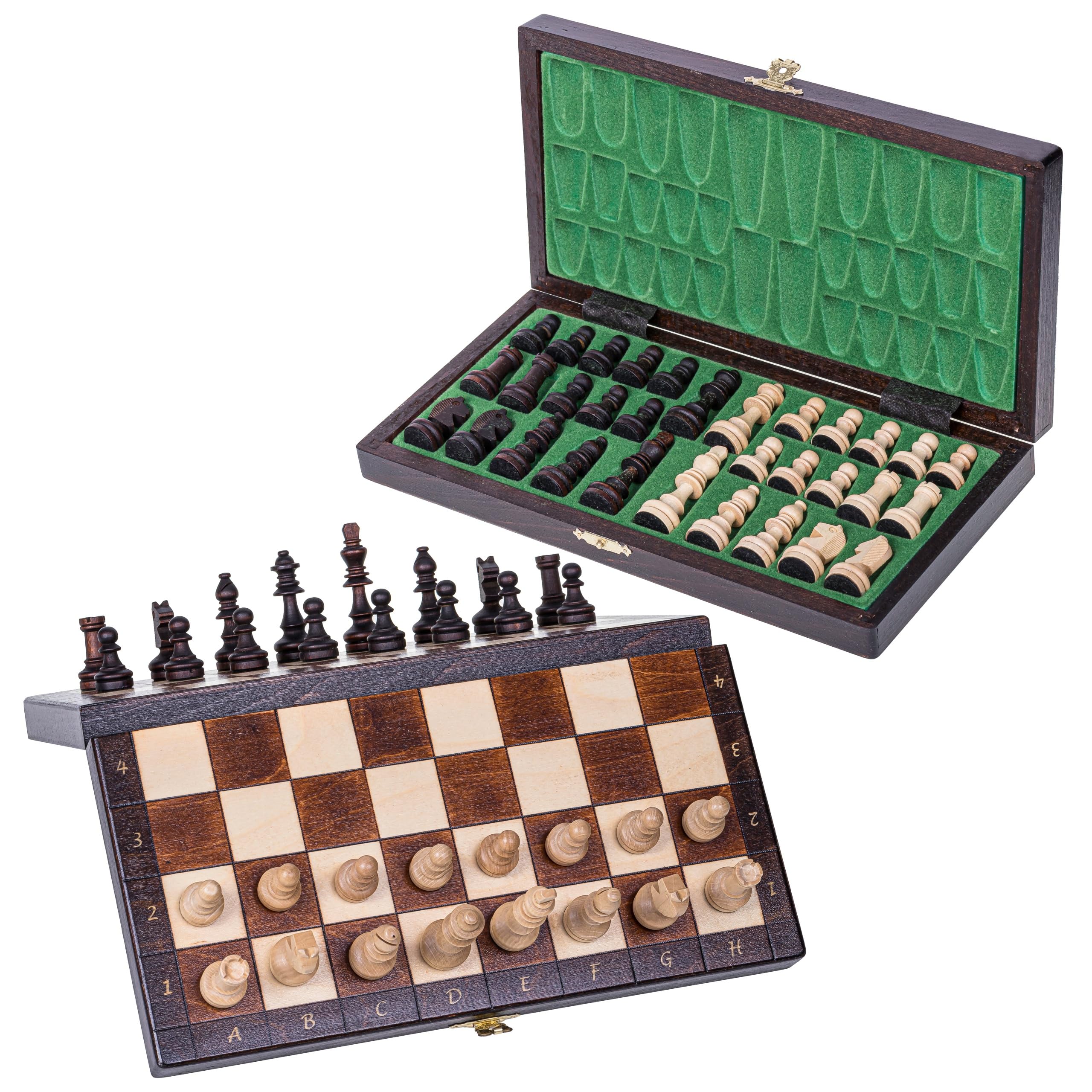 Square - Echecs en Bois - MAGNETIQUE Lux - 28 x 28 cm - Échiquier & Pièces d'échecs