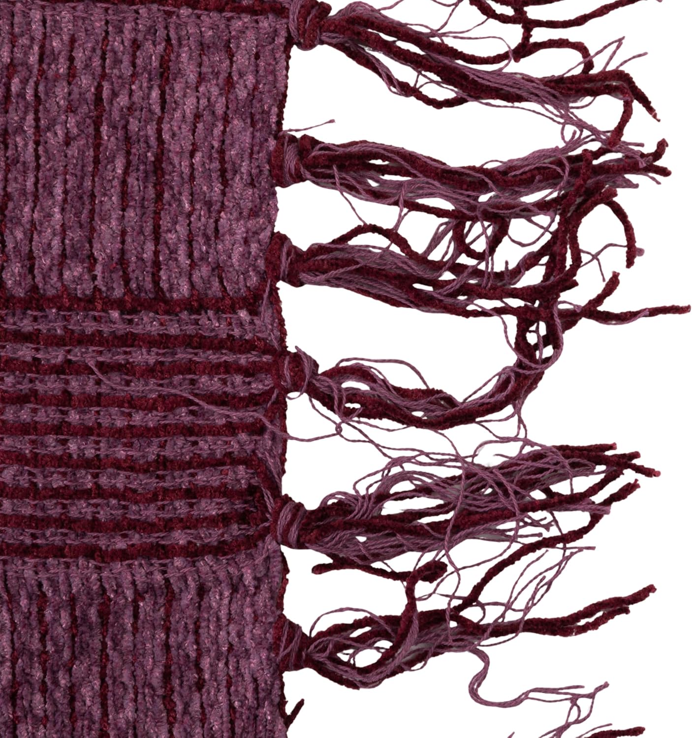 Creative Co-Op Woven Cotton Blend Chenille Throw with Check Pattern and Fringe, Berry Color and Pink