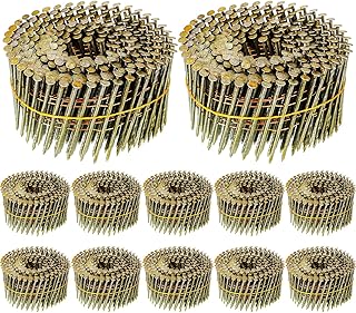 Hotop 3600 Count Siding Nails, 15-Degree Wire Collated Coil Siding Nails, Full Round Head Mild Steel Nail for Sheathing Decking Fencing Attachment Replacement Parts(2 1/4 Inch)