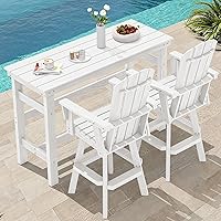 Vista 13 de SERWALL Silla de bar Adirondack giratoria de HDPE, silla Adirondack giratoria para balcón, taburetes de bar de altura de barra al aire libre