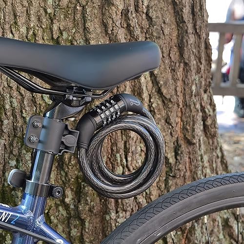 Miniatura 6 de Lumintrail Combinación de cable de bloqueo de bicicleta para accesorios de bicicleta, cerraduras de bicicleta de 4 pies, resistentes, antirrobo con