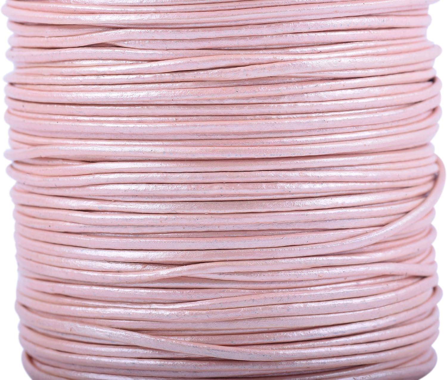 KONMAY 1.0mm Round Real Leather Cord, 25 Yards Metallic Rose Gold Leather String Cord for Jewelry Making, Necklaces, Bracelets and Crafting