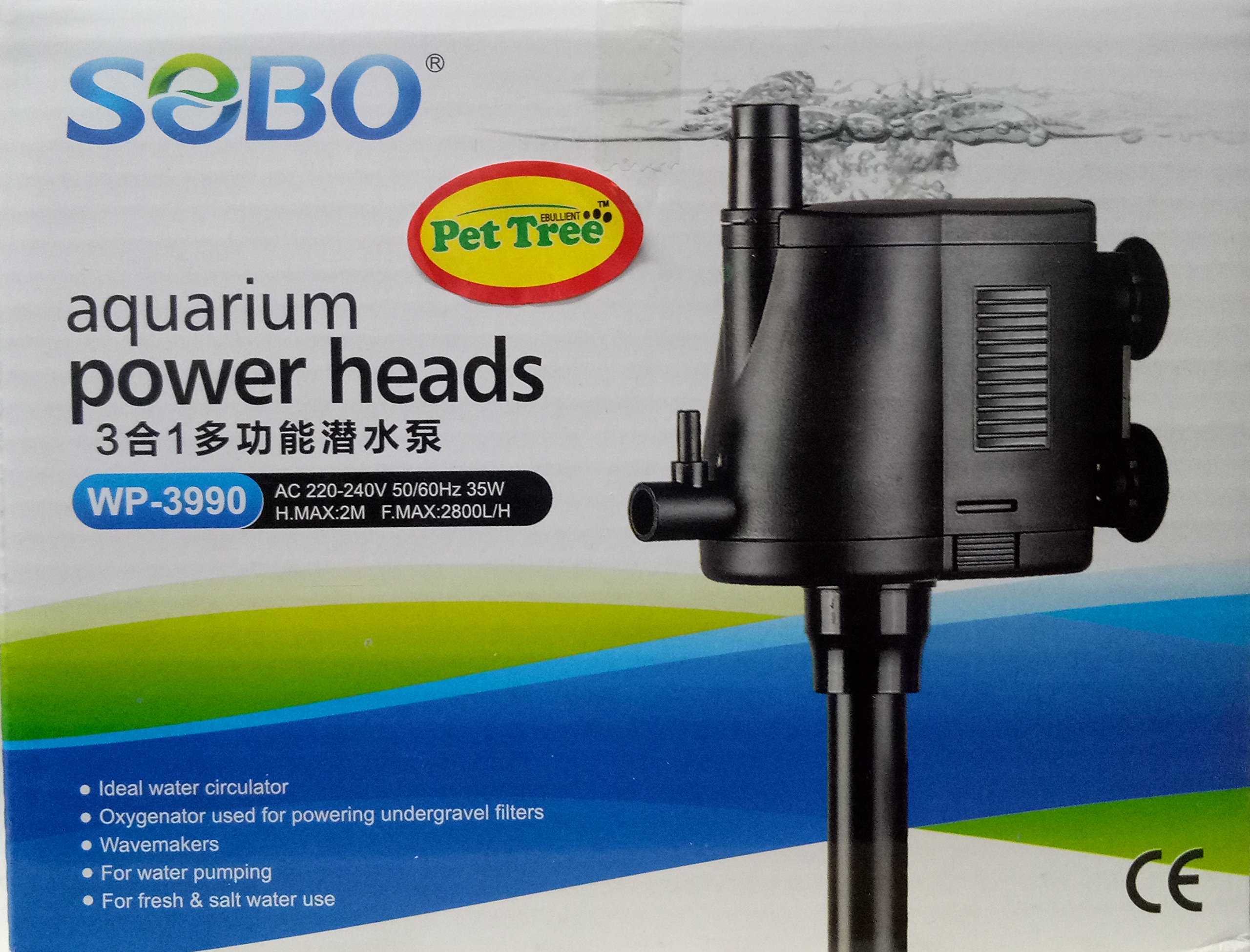 Pettree Submersible Power Head Sobo Internal Water Pump for Top Filtration Spare Part (WP-3990-35W - F.Max 2800L/H)