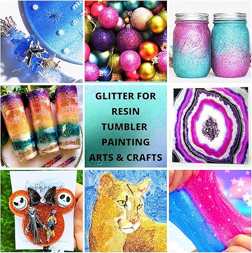 Miniatura 4 de HTVRONT Purpurina fina para resina, 32 frascos de purpurina extrafina para manualidades, tarro agitador para artes y manualidades para uñas,