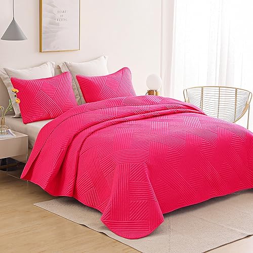 Miniatura 2 de Whale Flotilla Juego de edredón tamaño individual, colcha suave y ligera con patrón en relieve, juegos de ropa de cama con funda de almohada, funda