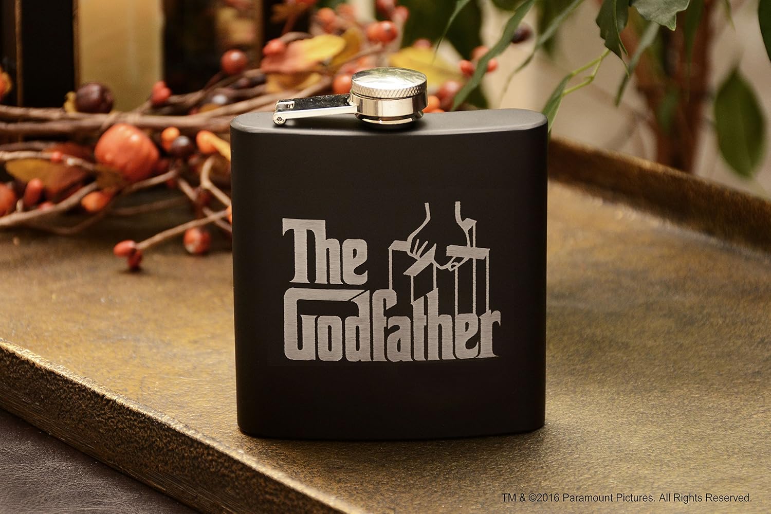The Godfather Etched Stainless Steel Flask - Officially Licensed, Premium Quality, Handcrafted Pocket Bottle, 6 oz. - A Perfect Collectible Gift for Movie Enthusiasts, Birthday, & Special Events