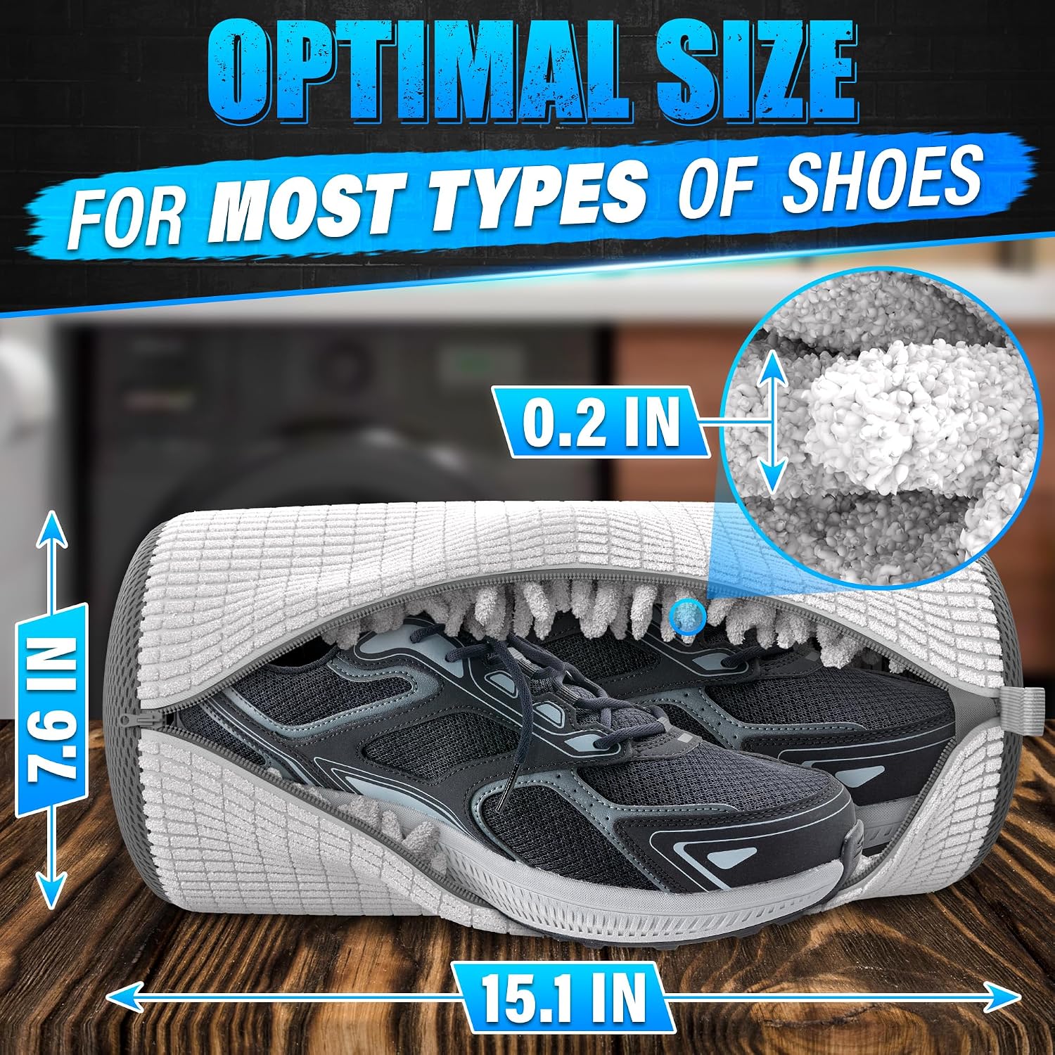2 Pcs Reusable Shoe Washing Machine Bag, XXL with Zipper, White
