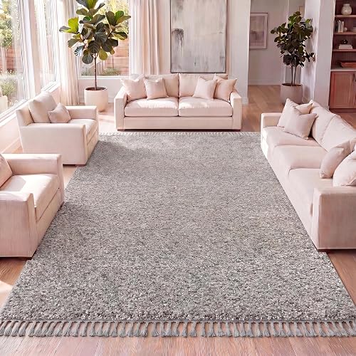 JONATHAN Y Mercer Shag Tassel Rug Gray 5x8