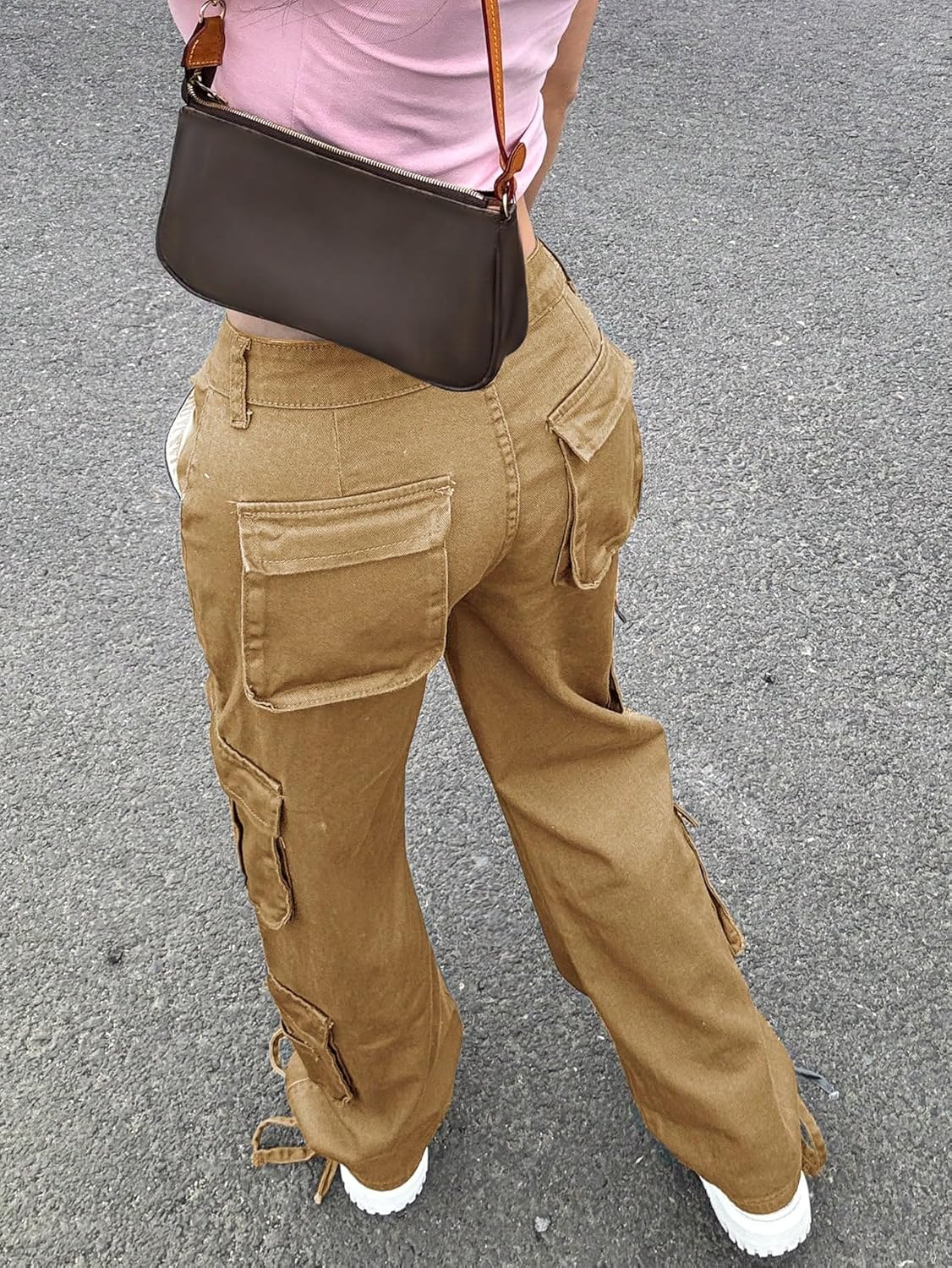 Cargo Pants for Women Trendy High Waisted Straight Wide Leg Tapered Versatile Baggy Denim Pants 2026 Tall - Image 6