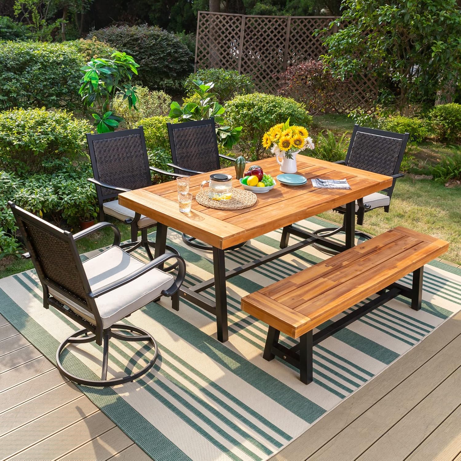 Sophia & William 6 Pieces Patio Dining Set for 6, 4 PE