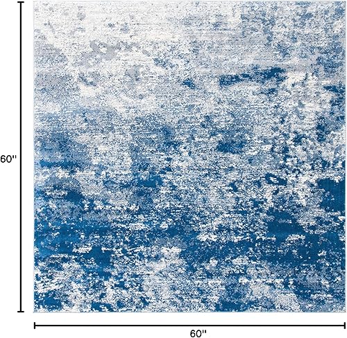 Miniatura 174 de SAFAVIEH Brentwood Collection - Alfombra de área de 9 x 12 pies, gris claro y azul, diseño abstracto moderno, no desprende pelusa y de fácil azul