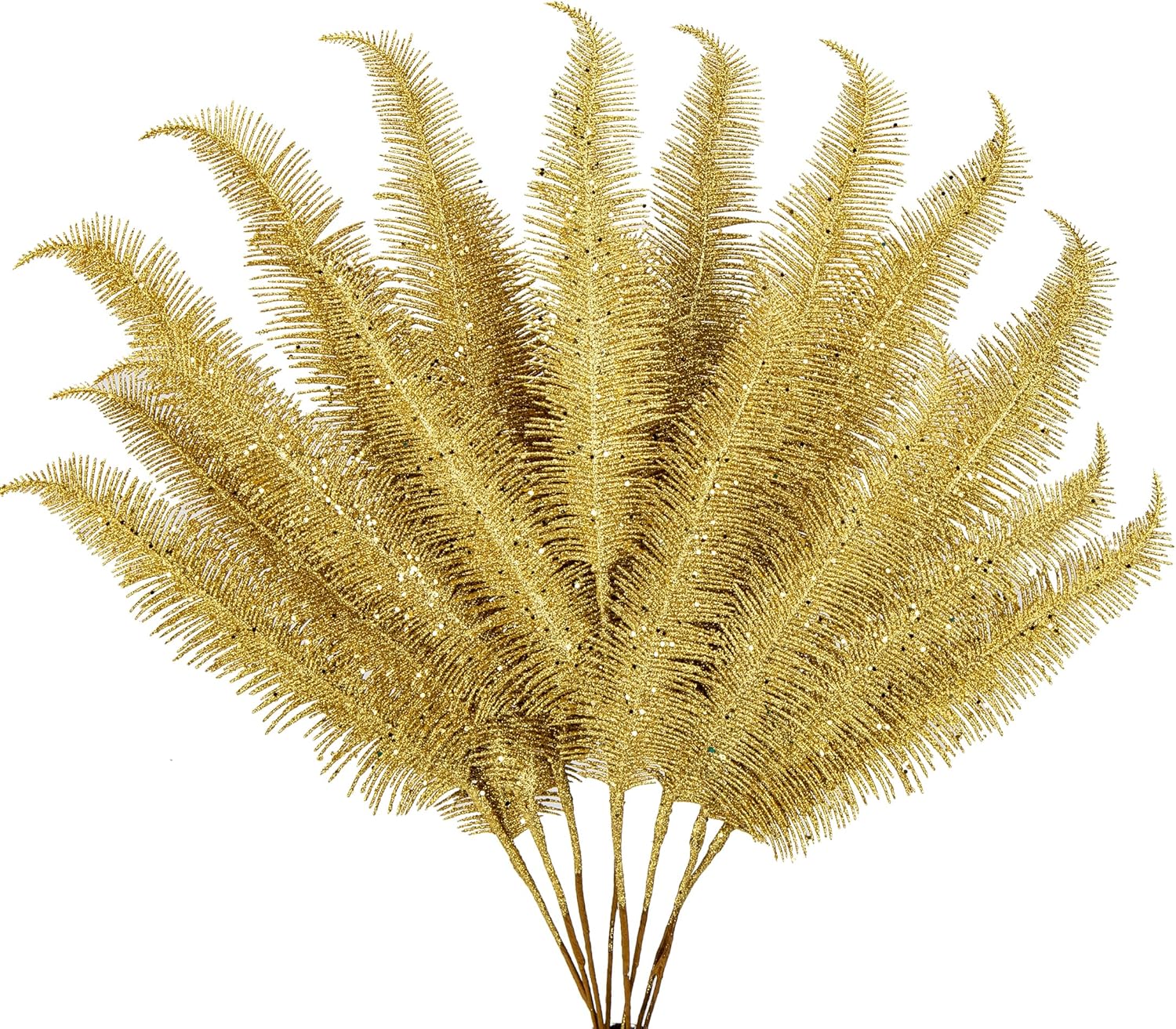 Oairse 8 Pcs Christmas Tree Picks and Sprays Gold Glitter