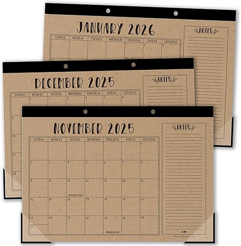 Hadley Designs Calendario de escritorio para profesores 2025-2026 Calendario de escritorio de 18 meses para el hogar, la oficina y la organización