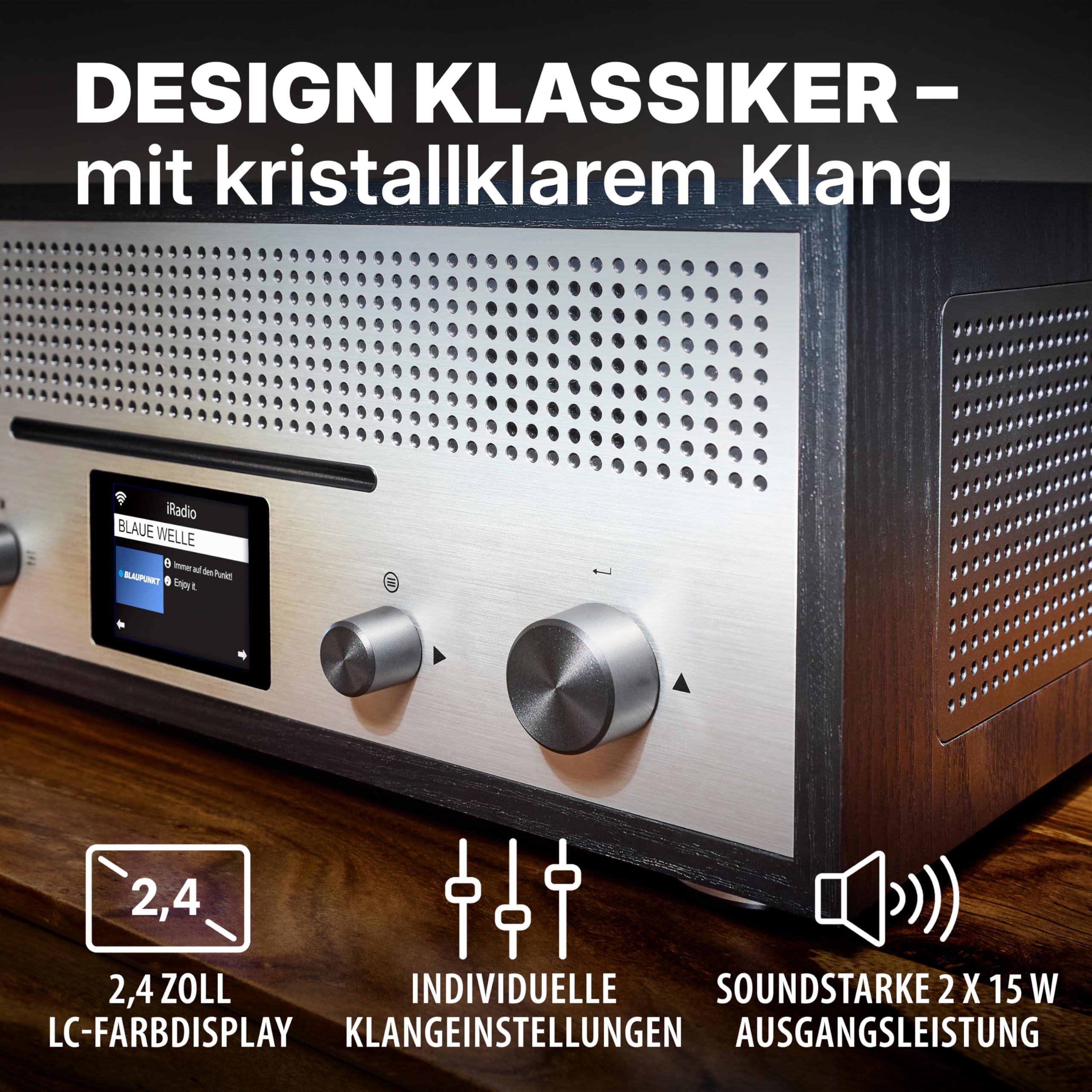 Blaupunkt Milano RXD 1900 schwarz, Internetradio mit CD Player, DAB+ Radio, Bluetooth Stereoanlage, WLAN Internetradio, UKW, Farbdisplay, Küchenradio im Retro Design