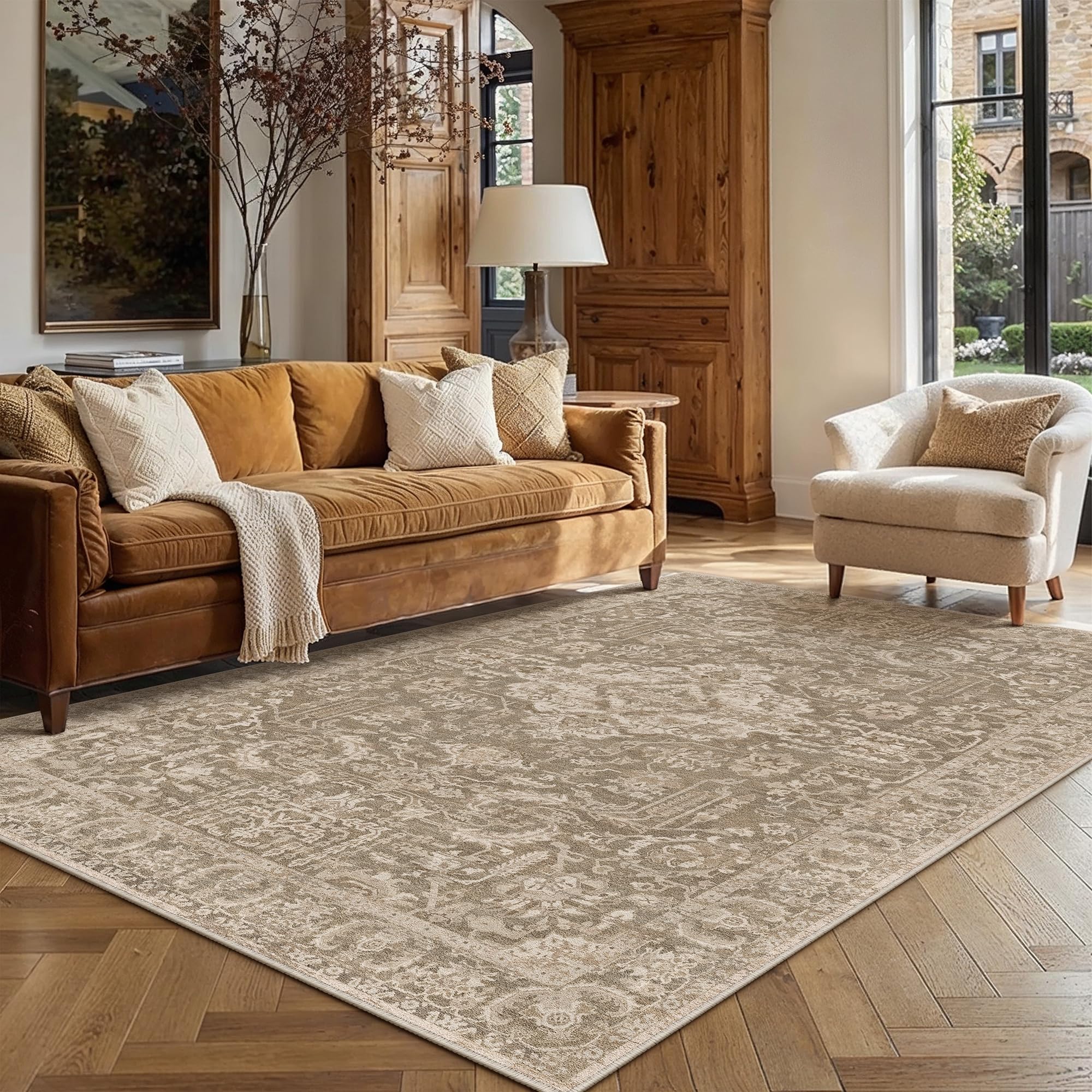 PureCozy Taupe Rugs Living Room 160x230cm Vintage