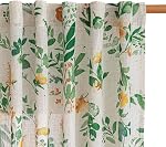 MYSKY Home Floral Linen Curtains 84 Inch Long Set of 2 for Living/Dining Room Semi Sheer Light Filtering Farmhouse Flower Patterned Back Tab Drapes, Yellow and Blue, W50 Each Panel