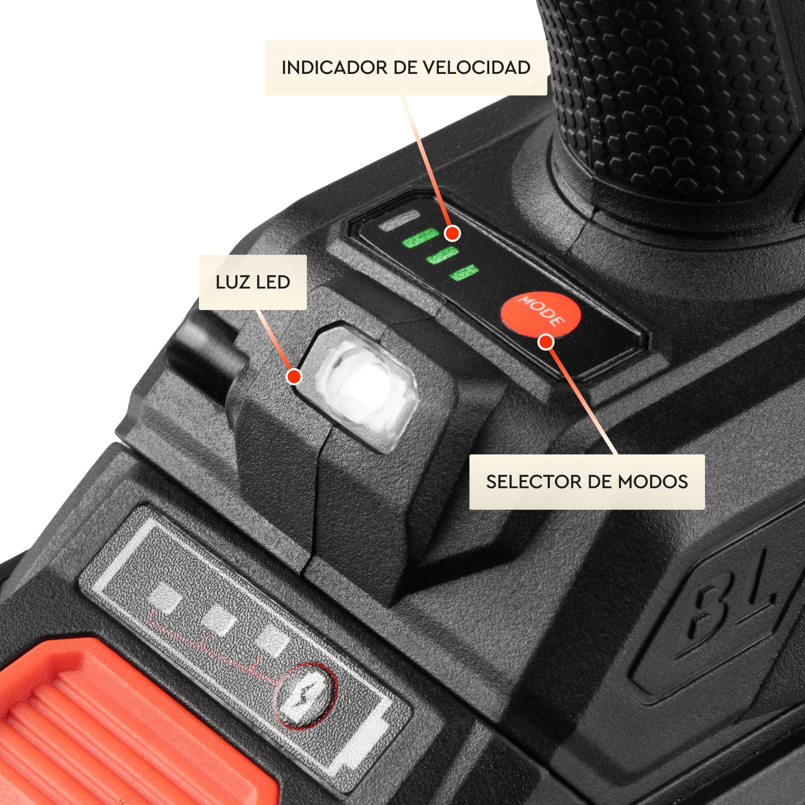 Soplador de Aire Potente Inalámbrico Brushless DCB-203BC Compact - Motor 280W, 30 m/s, 4 Velocidades - Limpieza PC, Taller, Barbacoa e Hinchables - 5 Accesorios Incluidos - Sin Batería - por Dnipro-M