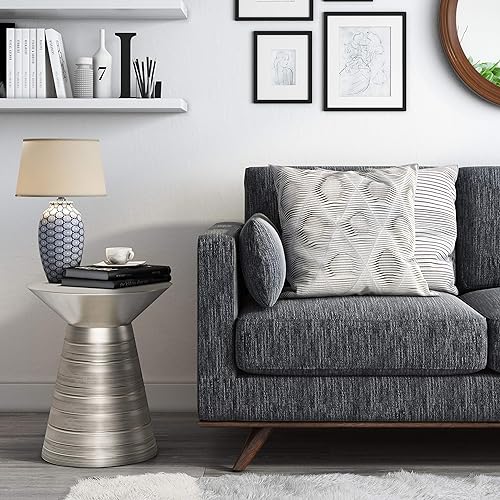 Miniatura 2 de SIMPLIHOME Sheridan - Mesa auxiliar industrial de metal de 18 pulgadas de ancho en plata antigua, totalmente montada, para sala de estar y