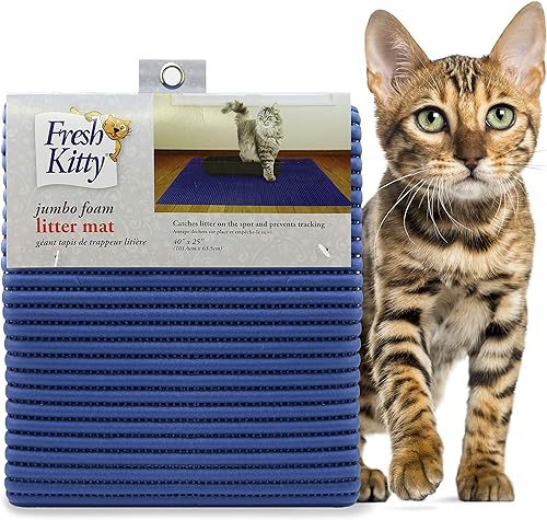 Vista 6 de Fresh Kitty Tapete de espuma grande y duradero XL, sin ftalatos, resistente al agua, atrapa la arena de la caja, control de dispersión, tapetes