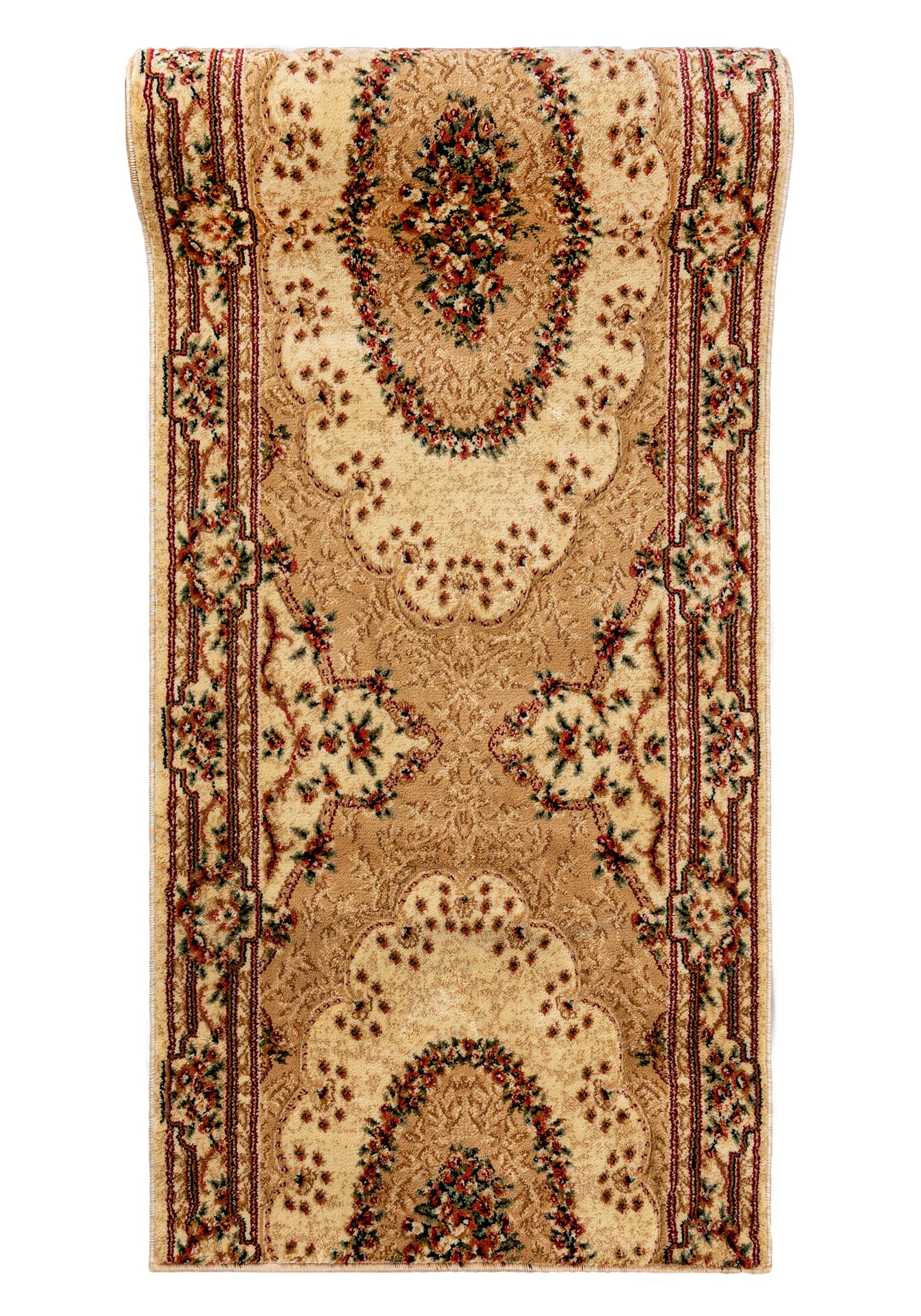 Mazovia Alfombra de Pasillo Larga - Design Oriental Pelo Corto - Alfombras de Pasillo por Metros - Alfombras para Pasillos Largos - Moqueta por Metros - Beige - 90x300 cm
