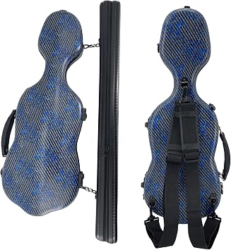 Vetimobato Violin Case 4/4 Full Size- Carbon Fiber Waterproof Lightweight Hard Shell Violin Case with 2 Hooks for attaching an external bow case, Compact Design for Violin Only Blue