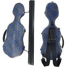 Vetimobato Violin Case 4/4 Full Size- Carbon Fiber Waterproof Lightweight Hard Shell Violin Case with 2 Hooks for attaching an external bow case, Compact Design for Violin Only Blue