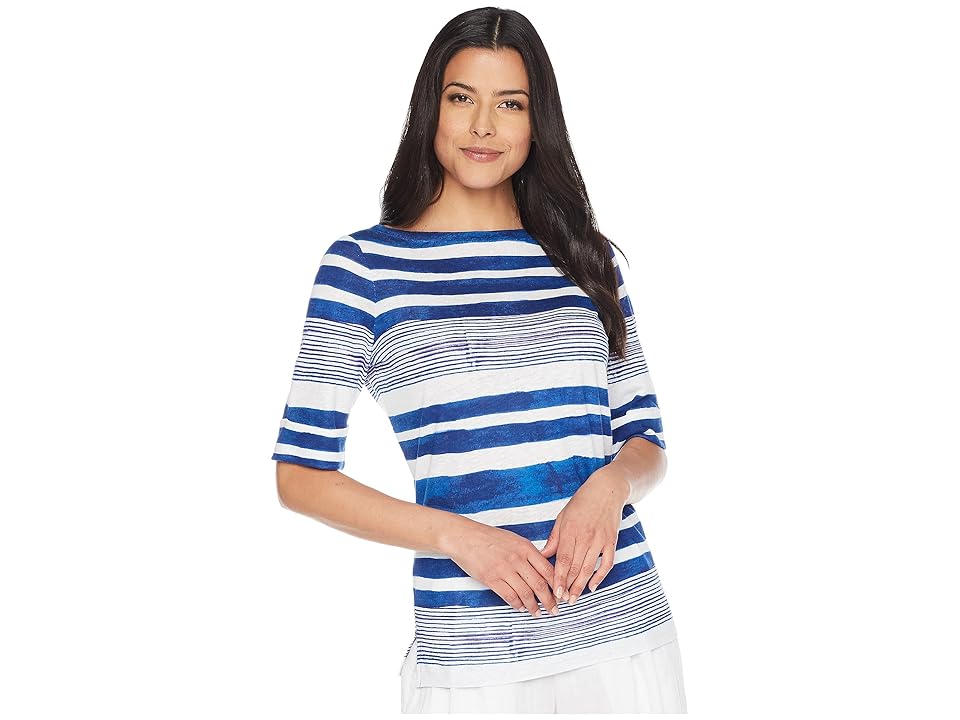 

LAUREN Ralph Lauren Striped Boat Neck Top (Multi) Women's Clothing