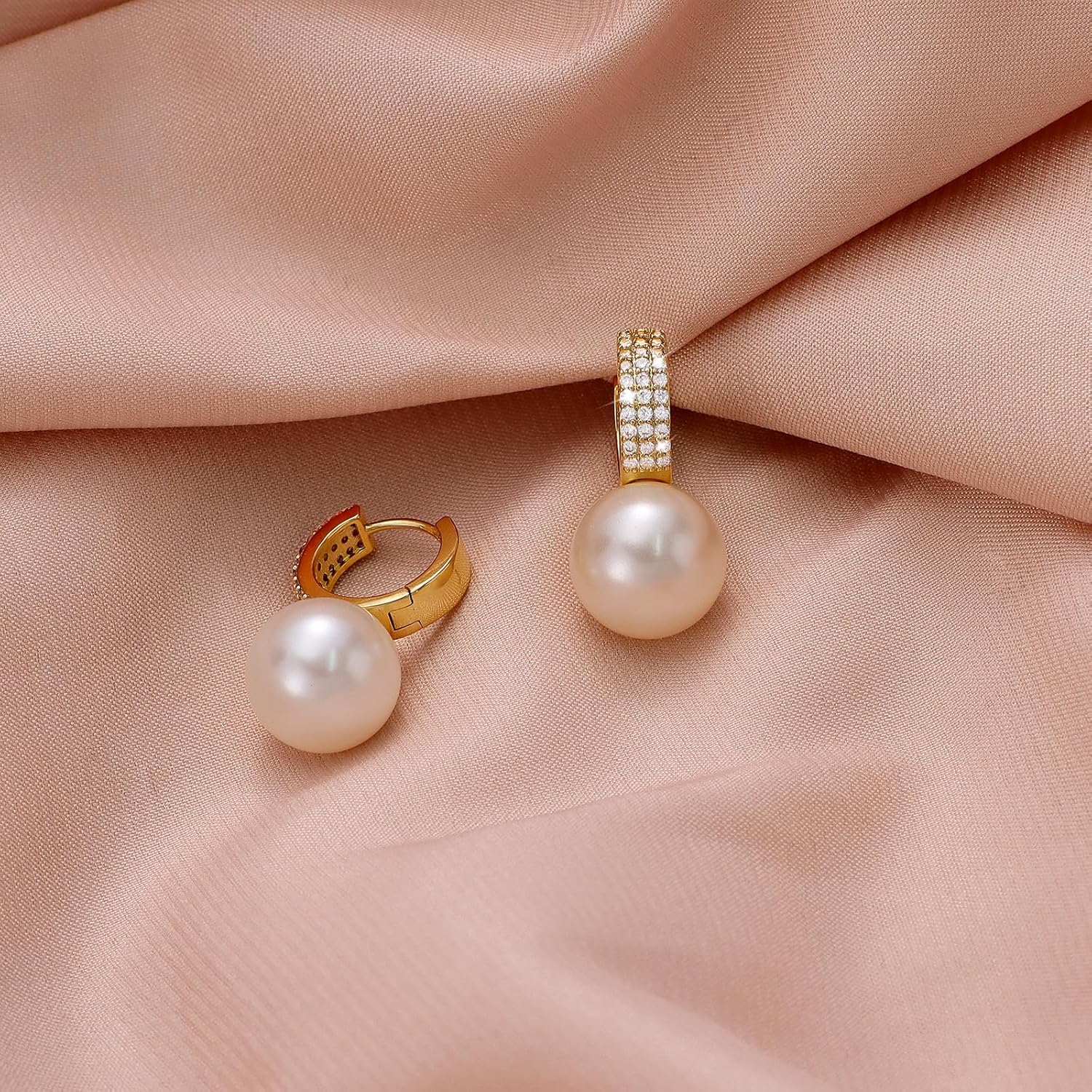 Pearl Earrings for Women 14K Gold Plated Hypoallergenic Pearl Earrings 5A Cubic Zirconia Dangle Earrings Elegant Jewelry - Image 4