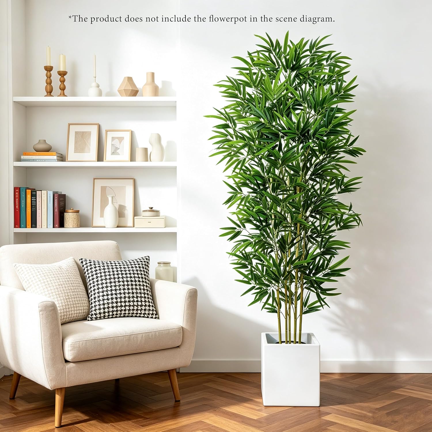 Artificial Bamboo Plant, 6FT Floor Plant, Fake Tree with Artificial Bamboo Stalks and Lifelike Leaves,Faux Trees Indoor Outdoor for Home Office Patio Garden Decor