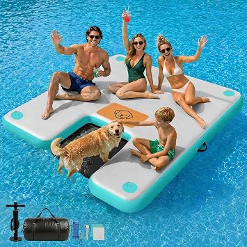 AWEMUFA Inflatable Float Basin with Ramp 1.5M/1.8M/2.4M/3M, Floating Platform Float Float Float Mat for Boat, Floats for Adults, Swimming Pool