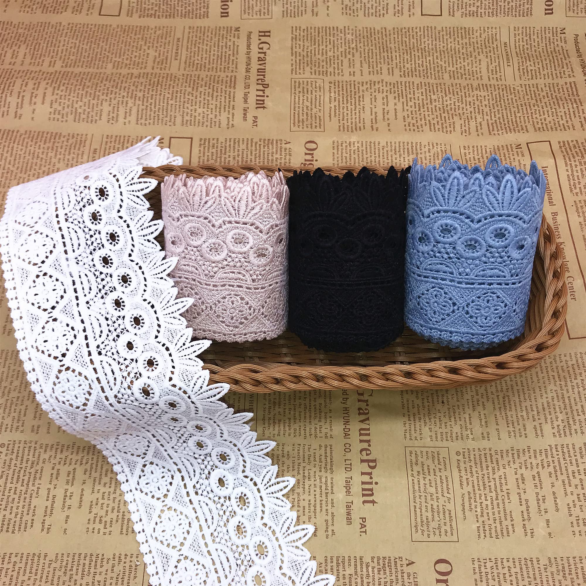 8CM Width Europe Rome Pattern Inelastic Embroidery Lace Trim,Curtain Tablecloth Slipcover Bridal DIY Clothing/Accessories.(2 Yards in one Package) (Ivory) - Image 3