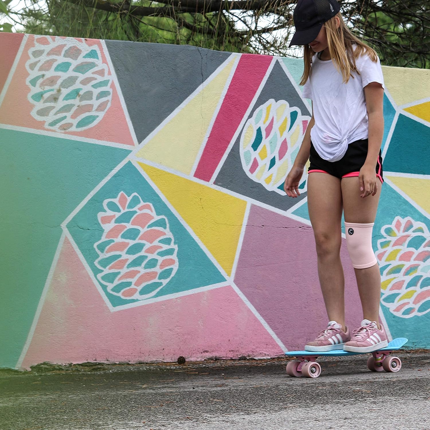 Pink Knee Support Bundle for Girls: 1 Kids Knee Brace (Pink) and 1 Kids Knee Sleeve (Light Pink)