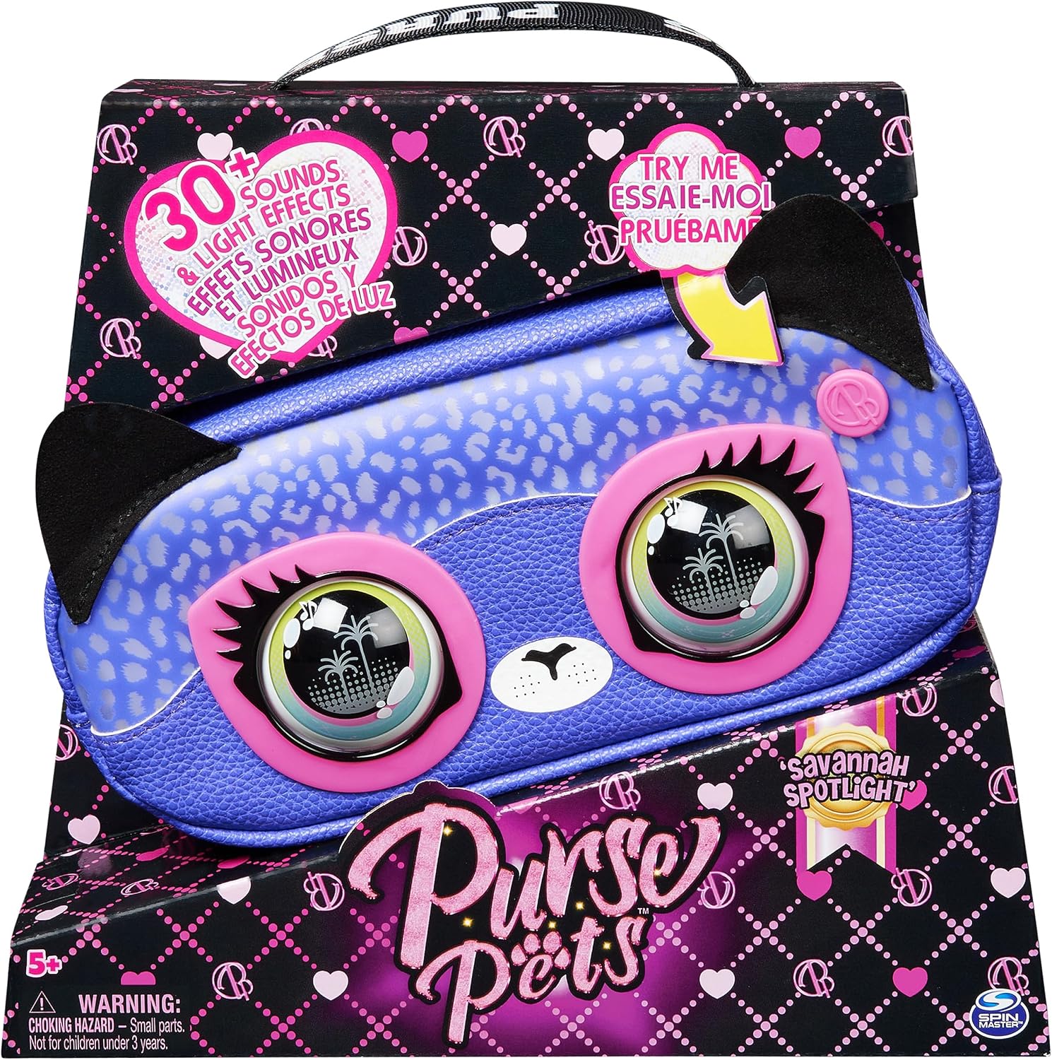 Purse Pets Savannah Spotlight Bum Bag for Children - Interactive Cross Body Bag with More than 30 Light Effects Sounds Reactions and Music Children's Bag and Toys in One from 5 Years
