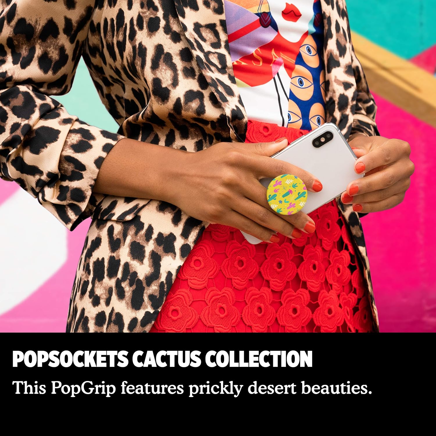 PopSockets PopGrip: Phone Grip and Phone Stand, Collapsible, Swappable Top, Nopales