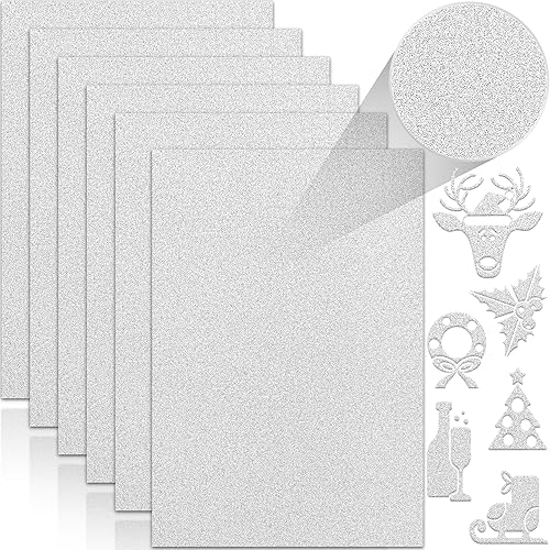 Miniatura 8 de 24 hojas de papel de cartulina con purpurina blanca, papel brillante A4 de primera calidad para álbumes de recortes, proyectos de bricolaje, Blanco