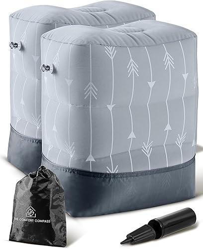 Miniatura 1 de Reposapiés inflable para viajes en avión, reposapiés de viaje en avión con altura ajustable para niños y adultos, bomba de aire portátil y bolsa de