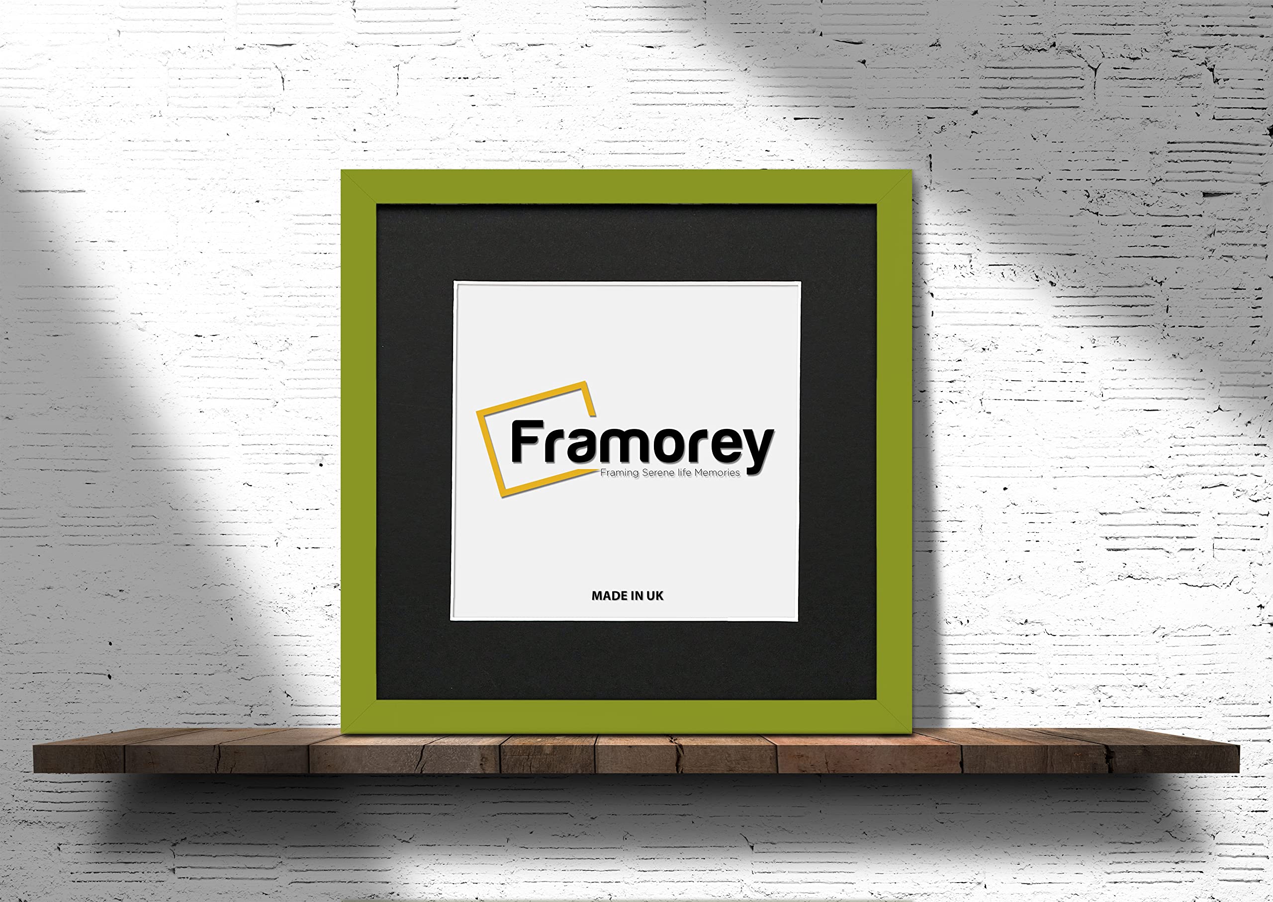 Framorey Framing Serene Life Memories Lime Green With Black Mount Framorey Square Oxford Flat Wooden Effect Picture Frame, 20X20" Size Lime Green Photo Frame With 16X16" Size Black Mount, Photo Print Frame, Best Photo Frames For Birthday Gift
